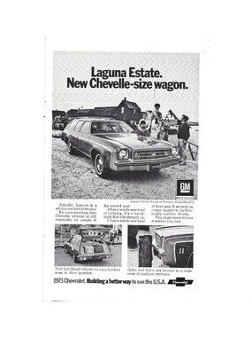 Print Ad 1973 Chevrolet Laguna Estate Wagon New Chevelle Vintage Beach Tailgate